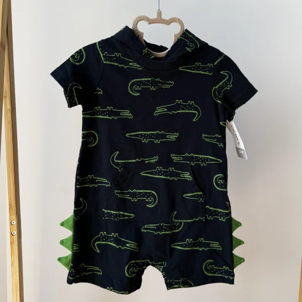 Пісочник темно-синій з капюшоном в динозаврики від Carter's