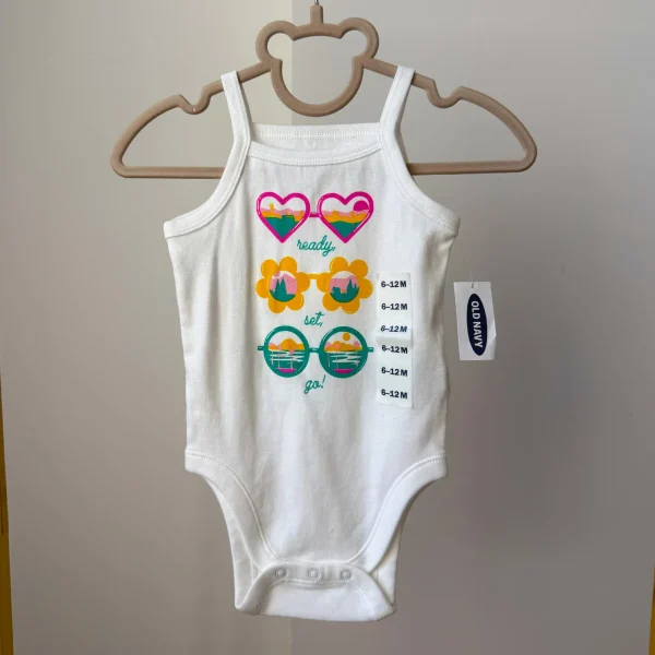 Боді на бретелях білий з окулярами від Old Navy