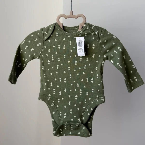 Боді на довгий рукав оливковий з дрібним геометричним принтом від Old Navy