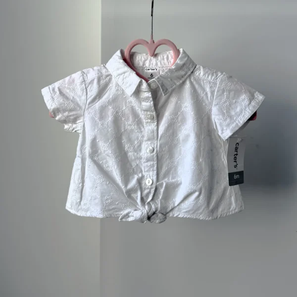 Класична сорочка на зав'язку біла від Carter's
