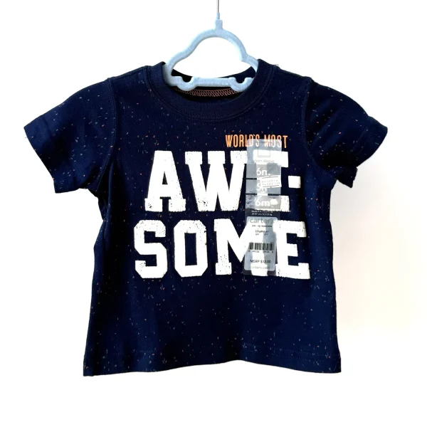 Футболка темно-синя з написом "WORLD'S MOST AWESOME" від Carter's