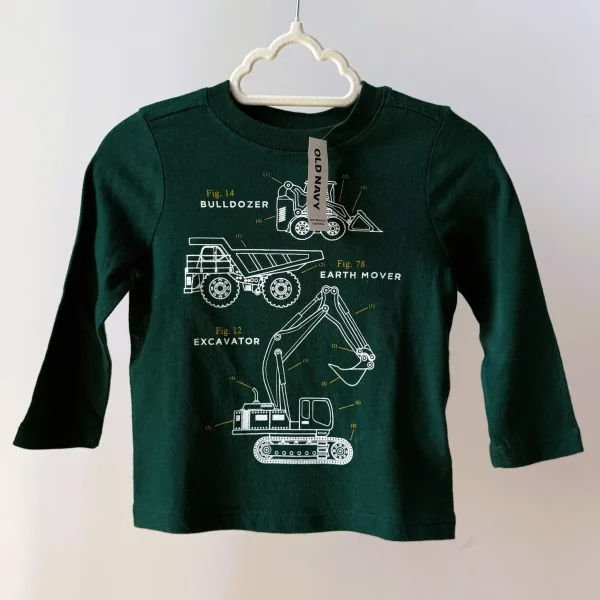 Кофта тонка зелена з будівельною технікою на довгий рукав від Old Navy